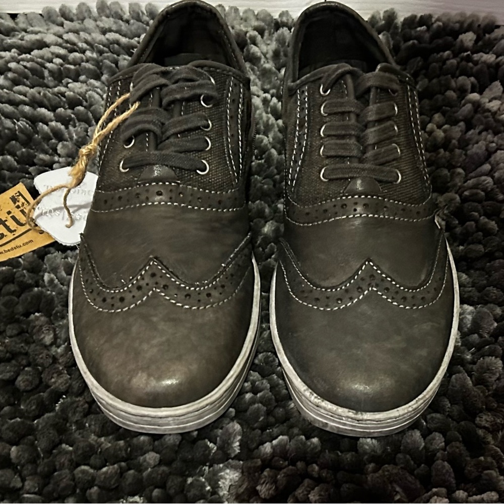 Bed Stu Leather Gray Distressed Wingtip Sneakers/Oxford Shoes Size 8.5